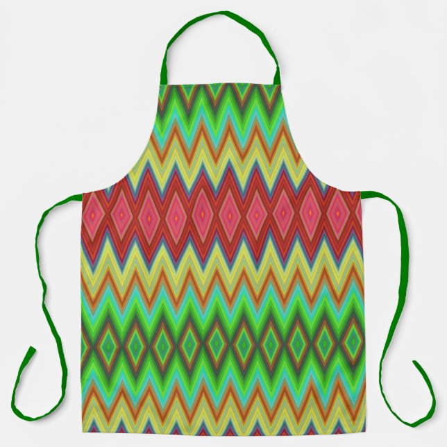 Tablier Apron with vibrant, geometric diamond patterns  (Recto)