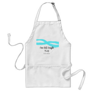 Tablier Aqua bleu ciel pastel un couple chaud ajouter nom