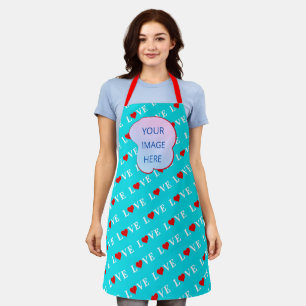 Tablier Aqua Blue LOVE Modern Chic