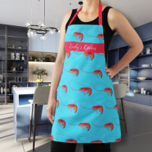 Tablier Aqua Blue Personnalisé Crevettes Roses Fru
