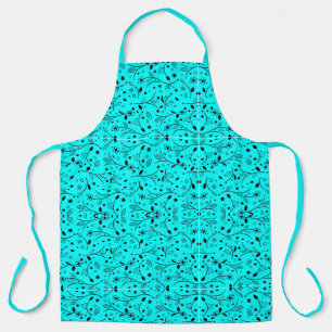 Tablier Aqua Petite impression florale en noir