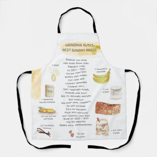 Tablier Aquarelle à pain banane Recette Héirloom Apron