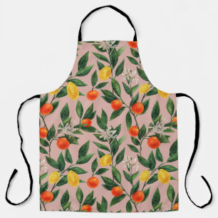 Tablier Aquarelle Agrumes Branches Motif
