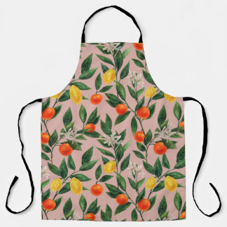 Tablier Aquarelle Agrumes Branches Motif