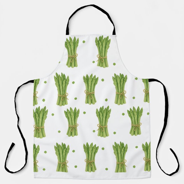 Tablier Aquarelle Asperges Motif Apron Vert frais K (Recto)