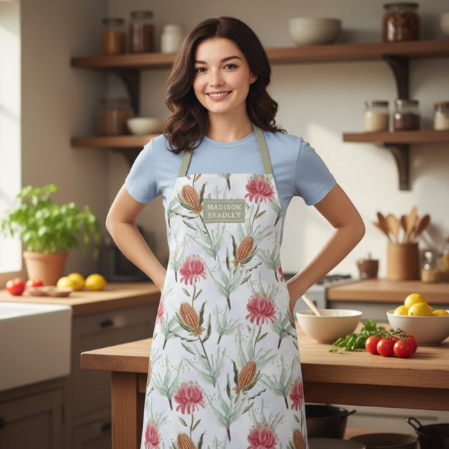 Tablier Aquarelle australienne Fleurs sauvages Personnalis (Créateur téléchargé)