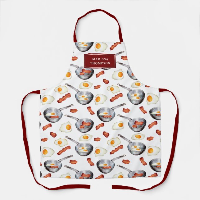 Tablier Aquarelle Bacon & Oeufs Petit-déjeuner Aliments No (Recto)