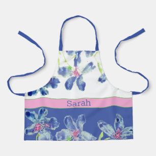 Tablier Aquarelle bleue Floral