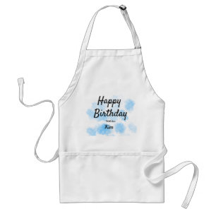 Tablier Aquarelle bleue simple anniversaire ajoutez votre