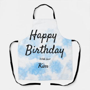 Tablier Aquarelle bleue simple anniversaire ajoutez votre