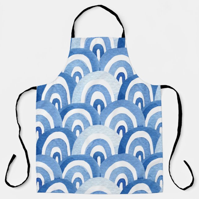 Tablier Aquarelle bleue : Vagues de mer Abstraites (Recto)