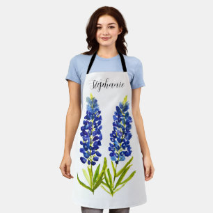 Tablier Aquarelle Bluebonnets Texas Fleurs Bleu Floral