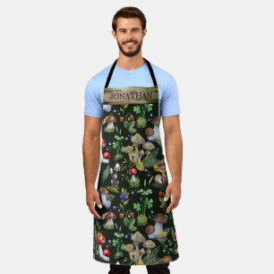 Tablier Aquarelle Bois Champignons Moss Nom du Motif