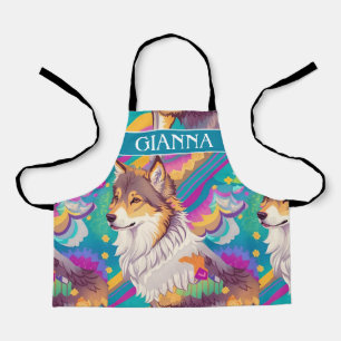 Tablier Aquarelle Brown Loup de l'Alaska colorée Personnal