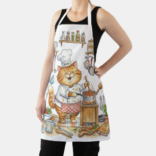 Tablier aquarelle Chat Chef Drôle