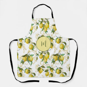 Tablier Aquarelle Citron Motif personnalisé initial