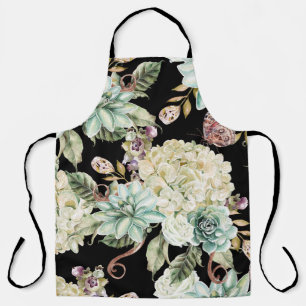 Tablier Aquarelle claire : Motif Rose Hydrangea.