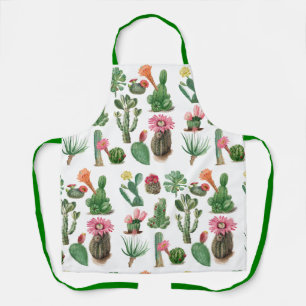 Tablier Aquarelle colorée Cactus et succulents Fleurs