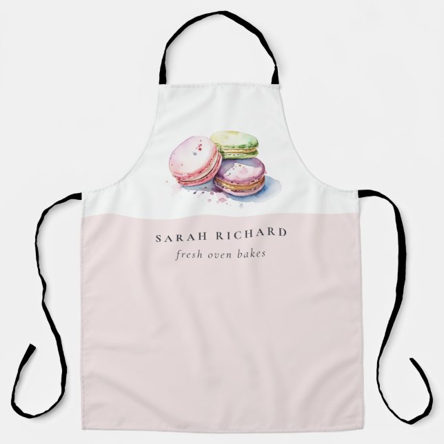 Tablier Aquarelle colorée Pastel Français Macarons boulang (Recto)