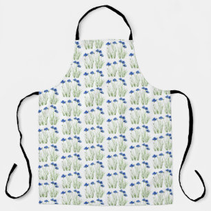 Tablier Aquarelle Cornouailles Fleur sauvage Bleu Floral