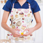 Tablier Aquarelle Cupcake Donut Doux Motif de fille savour<br><div class="desc">Ce design moderne présente de savoureux beignets d'aquarelle avec votre nom personnel #cuisine #cuisson #cuisine #cadeau #donuts #donut #cupcake #cupcakes #sweet #savty #apron #giftsforher #personalized #personalizedcadeaux</div>
