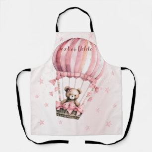 Tablier Aquarelle Cute Rose Teddy Bear Hot Air Balloon