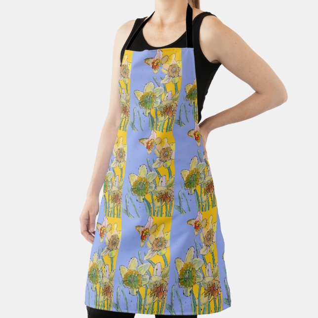 Tablier Aquarelle Daffodil Fleur fleurie Cuisine Apron (Insitu)