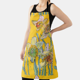 Tablier Aquarelle Daffodil Fleur Jaune floral Apron