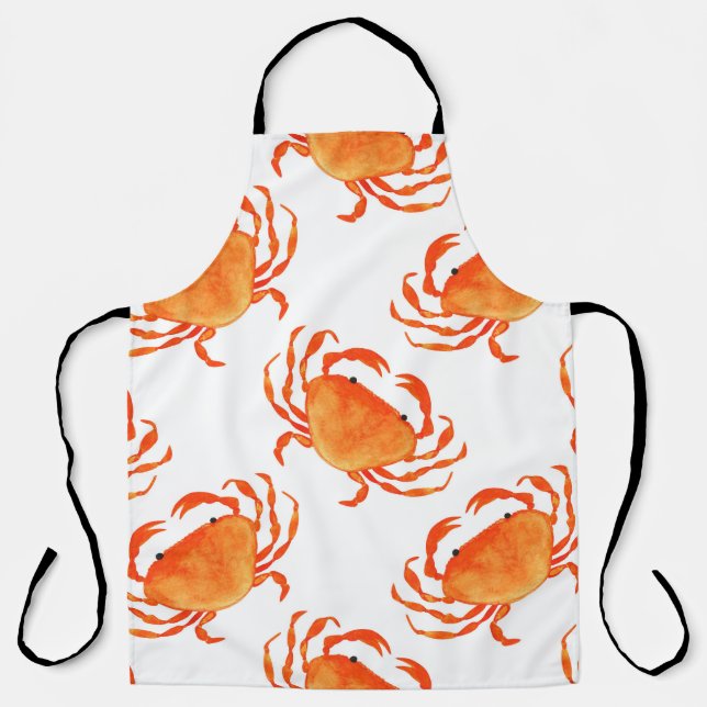 Tablier Aquarelle de crabe : Motif Arrière - plan blanc (Recto)