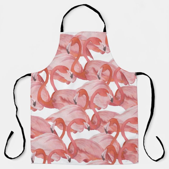 Tablier Aquarelle de Flamant rose : Motif transparent (Recto)