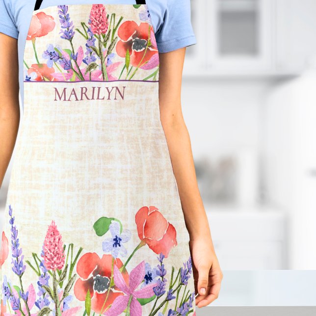 Tablier Aquarelle de lin, cadeau d'anniversaire personnali (Créateur téléchargé)