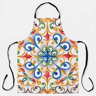 Tablier Aquarelle de majolica ornement