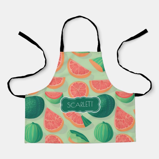 Tablier Aquarelle de Melon vert Motif personnalisé (Recto)