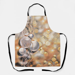 Tablier Aquarelle de Noël doré en argent