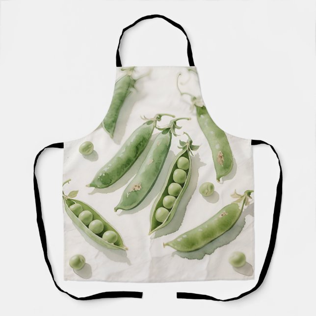 Tablier Aquarelle de petits pois verts frais (Recto)