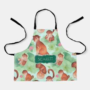 Tablier Aquarelle de singe coloré Motif personnalisé