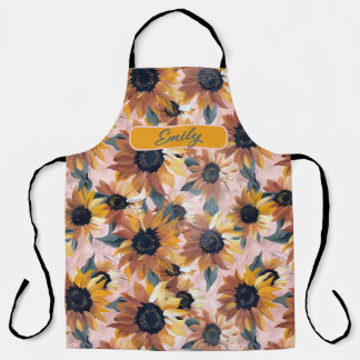 Tablier Aquarelle de tournesol personnalisée - Desi floral