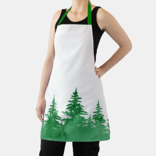 Tablier Aquarelle d'émeraude Arbres À feuillage persistant