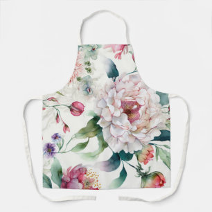 Tablier Aquarelle élégante délicate motif asiatique floral