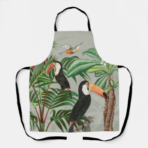 Tablier Aquarelle Forêt tropicale et Oiseaux du Toucan