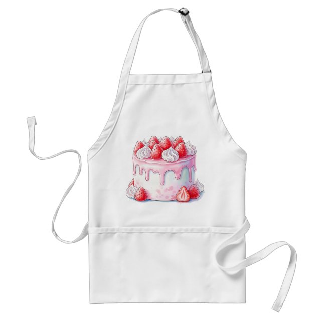 Tablier Aquarelle Fraise pâtisserie Cuisinière Lover Chef  (Devant)