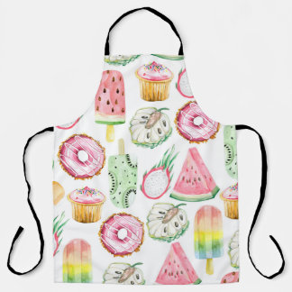 Tablier Aquarelle fruits tropicaux, glace motif.