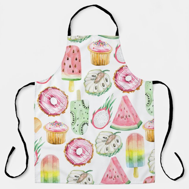 Tablier Aquarelle fruits tropicaux, glace motif. (Recto)