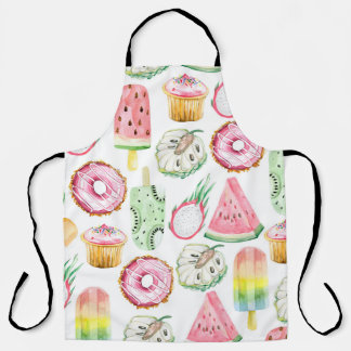 Tablier Aquarelle fruits tropicaux, glace motif.