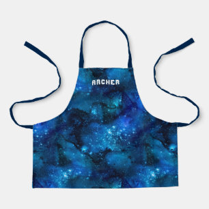 Tablier Aquarelle Galaxy Nebula Nom Bleu