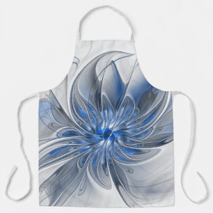 Tablier Aquarelle gris bleu Abstrait Fractal Art Flower