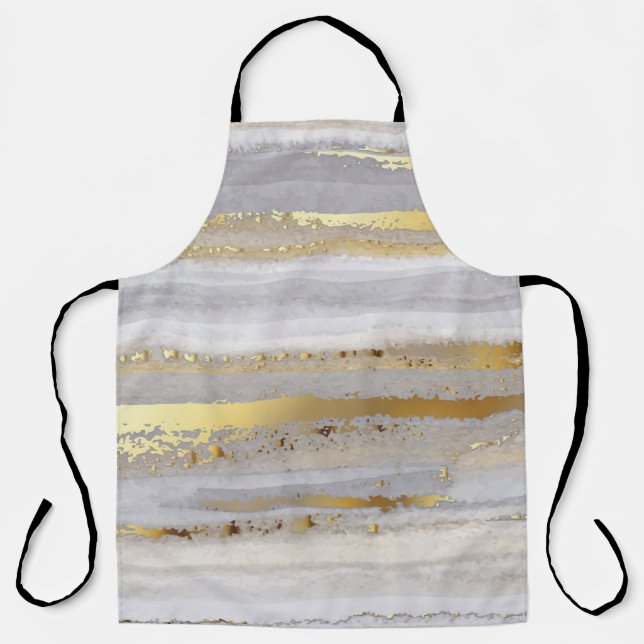 Tablier Aquarelle gris et texture or de luxe (Recto)