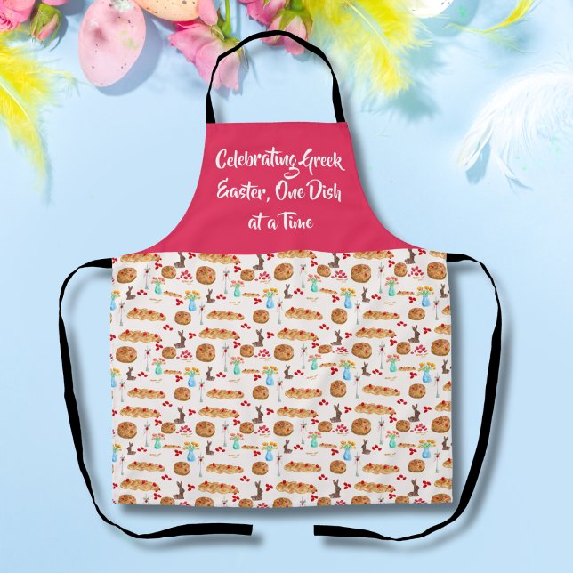 Tablier Aquarelle Happy Pâques Tsoureki Pain Invitation (Créateur téléchargé)
