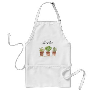 Tablier Aquarelle Herbes Thyme Rosemary persil Plante Pot