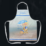 Tablier Aquarelle Humour de plage tropical<br><div class="desc">Une fille PEUT rêver — avec cette belle aquarelle tropicale scène — plage; président; parapluie — soleil brillant — casquette et sac — et personnalisez votre nom ou en cadeau.  Pour toute question de conception,  envoyez un courriel à charmdesignstudio@rcn.com et nous serons heureux de vous aider.</div>